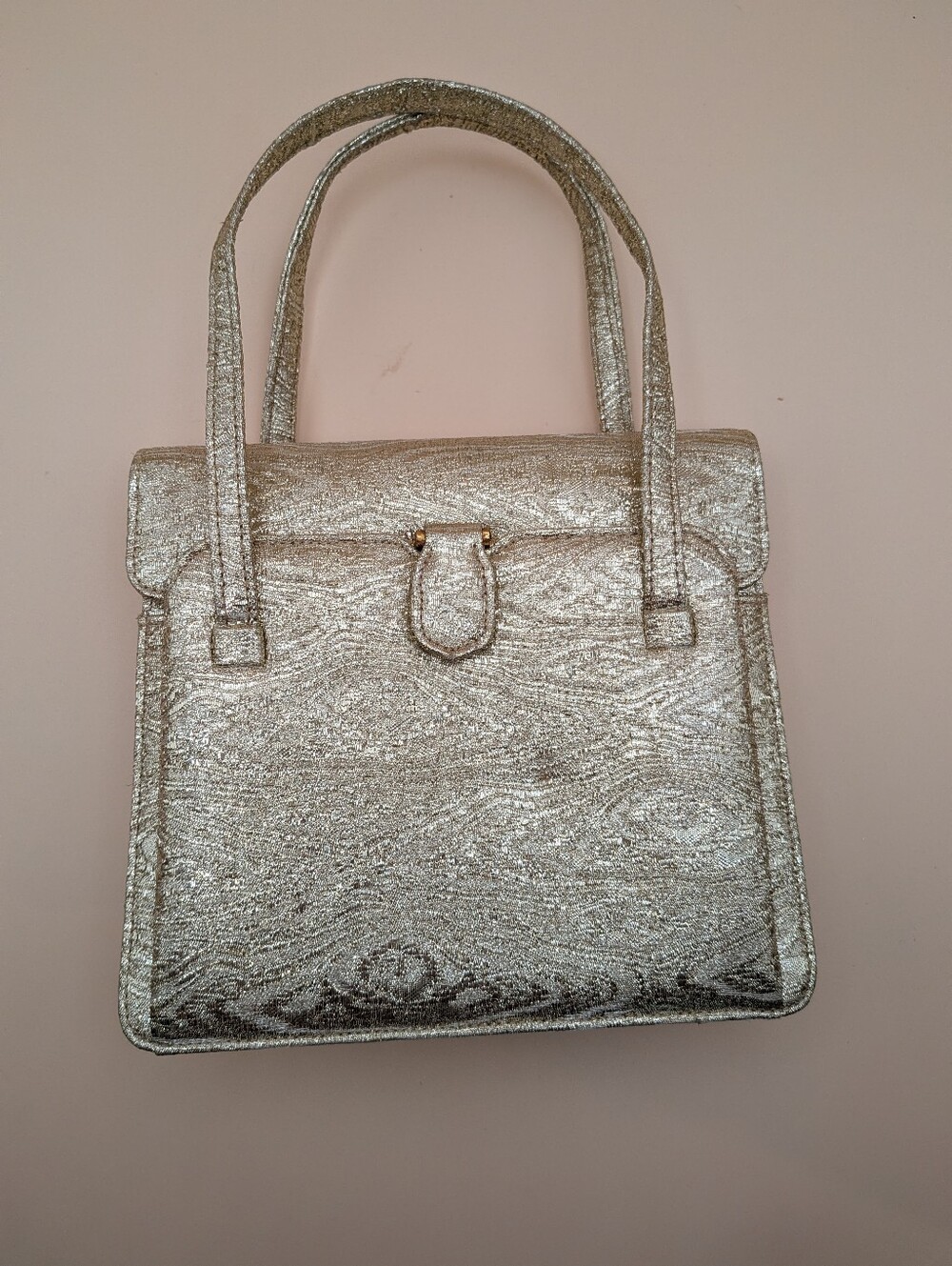 Vintage Saks Fifth Avenue Metallic Gold Mini Bag With Mirror And Coin Purse